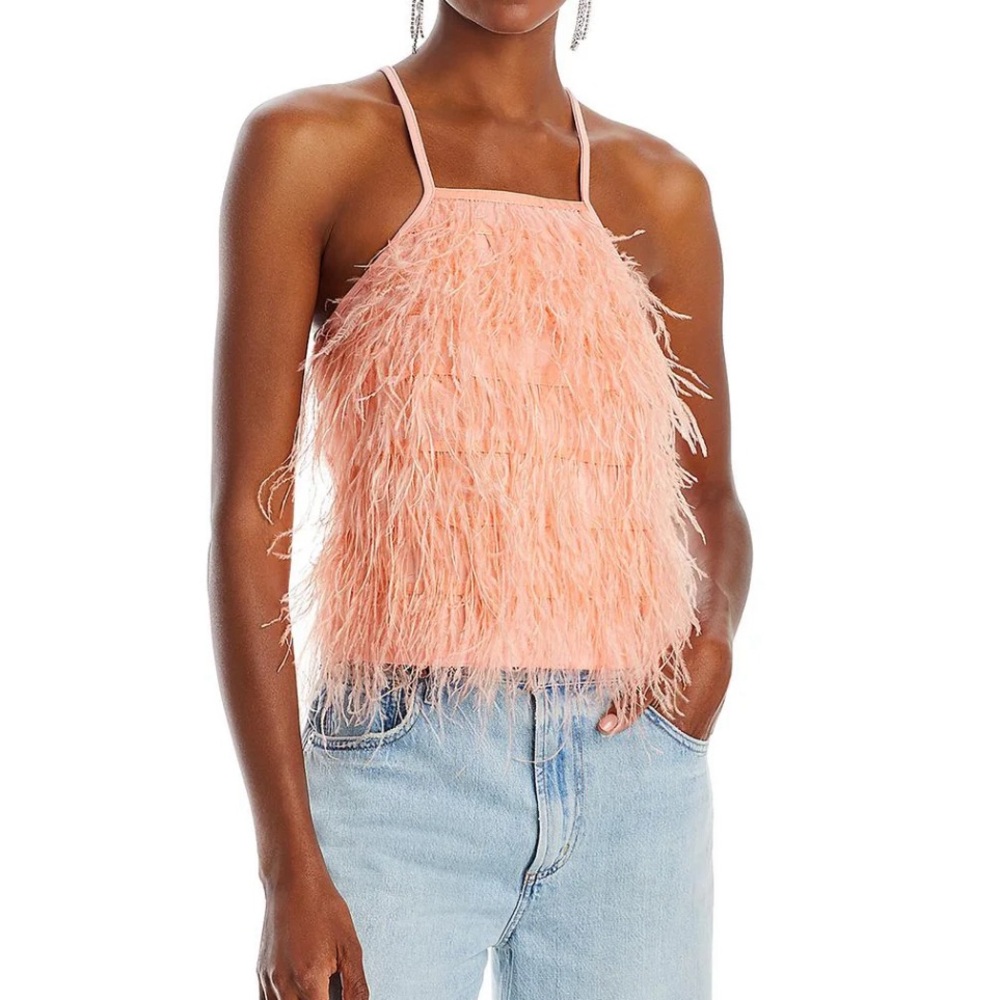 NWT LUCY PARIS
FEATHERED TANK HALTER TOP